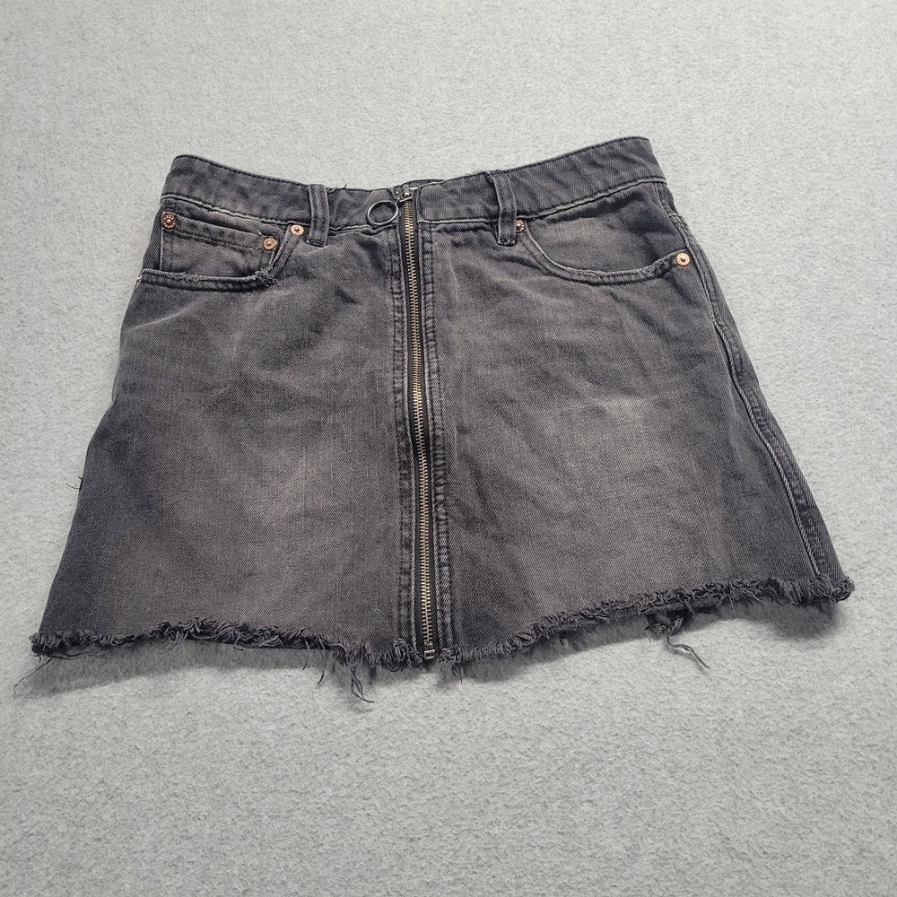 We the Free Free People Faded Black Zip Up Denim Mini Skirt Size 27